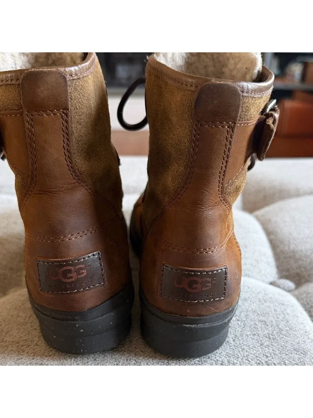 UGG Cecile Waterproof Duck Boots Sz 7.5 Fur Lined Leather Sued